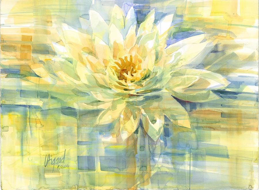 Golden Lotus Painting by Carolyn Utigard Thomas