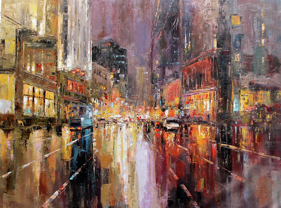 Manhattan by Night Painting by Luigi Paulini - Pixels