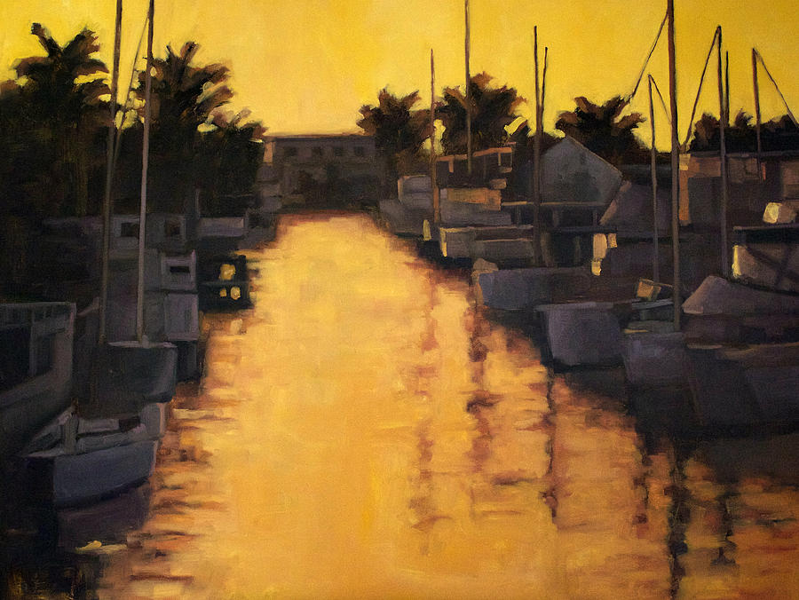 Golden Marina 2 Painting by Tate Hamilton