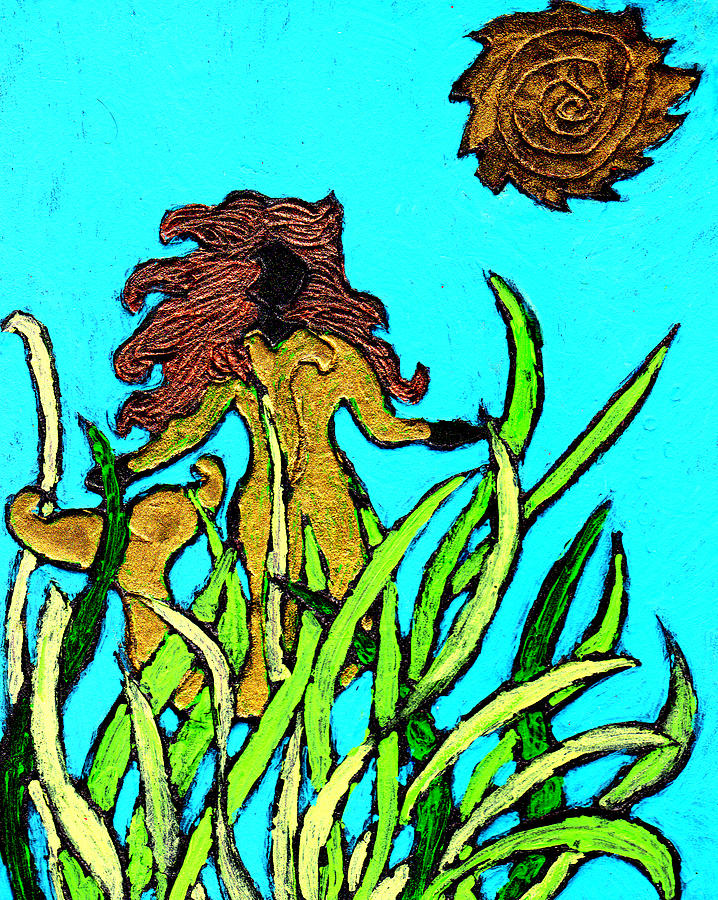 Golden Mermaid Painting by Wayne Potrafka