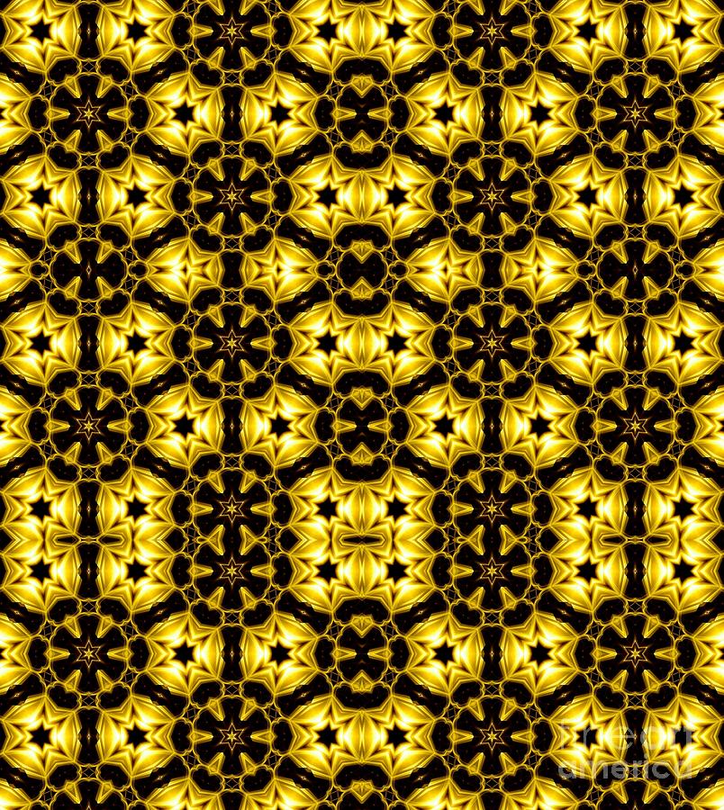 Golden Metallic Lights Kaleidoscope Mandala Abstract 1 Photograph by Rose Santuci-Sofranko