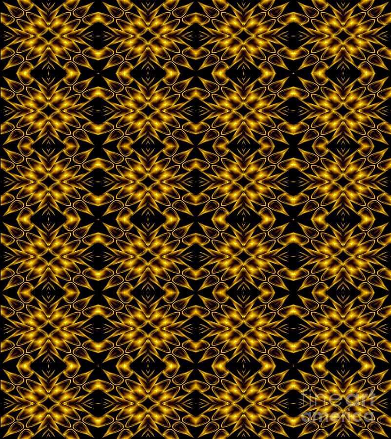 Golden Metallic Lights Kaleidoscope Mandala Abstract 5 Photograph by Rose Santuci-Sofranko