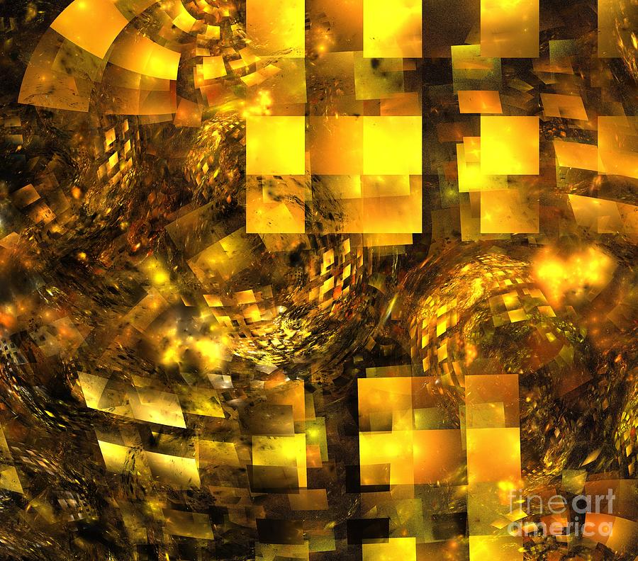 Abstract Digital Art - Golden Metropolis by Kim Sy Ok