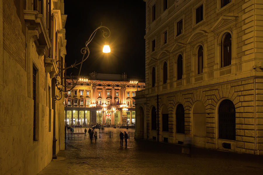 Golden Midnight - Night Walk in Rome Italy Photograph by Georgia Mizuleva