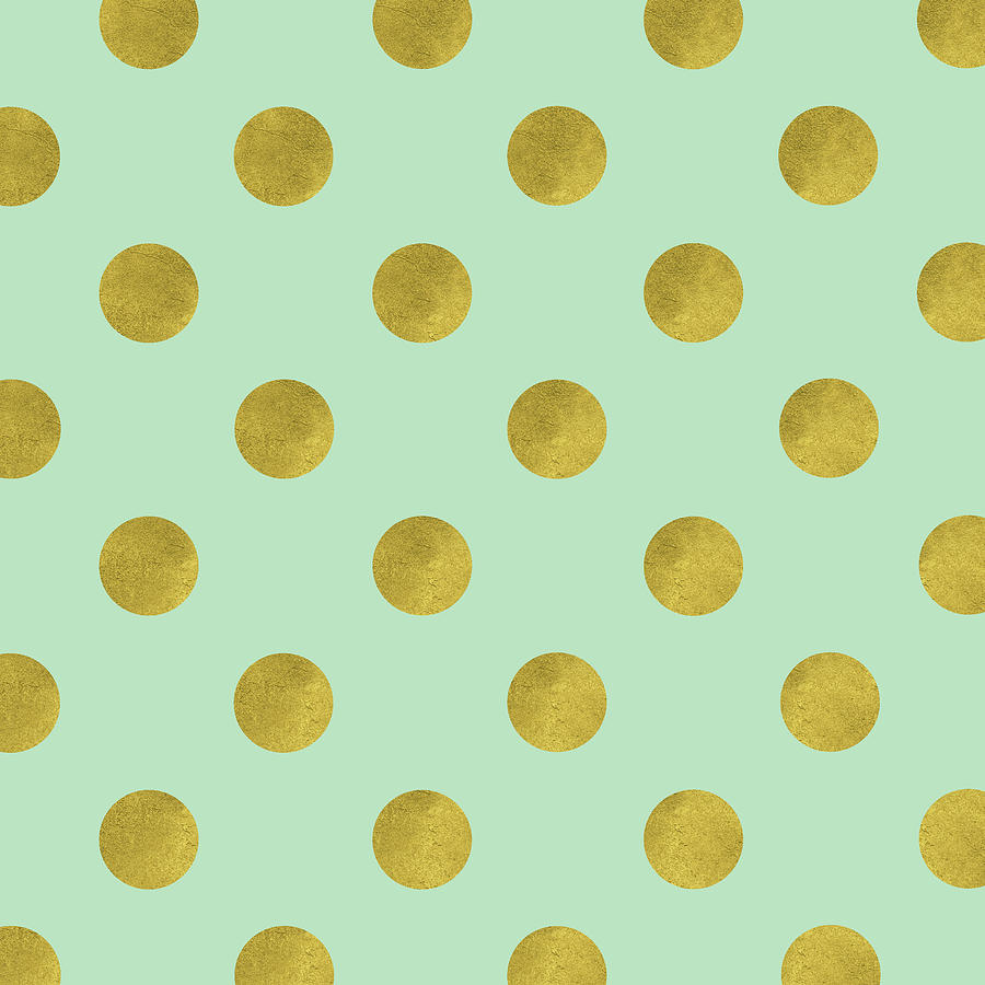 Golden Mint Dots Digital Art by Tina Lavoie