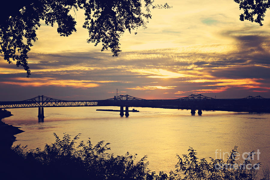 Golden Mississippi River Sunset Photograph by Joan McCool - Pixels