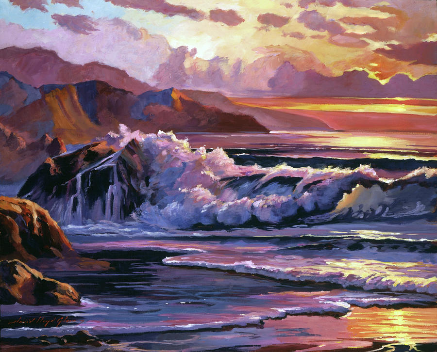 Golden Moment Mendocino Coast. Painting by David Lloyd Glover