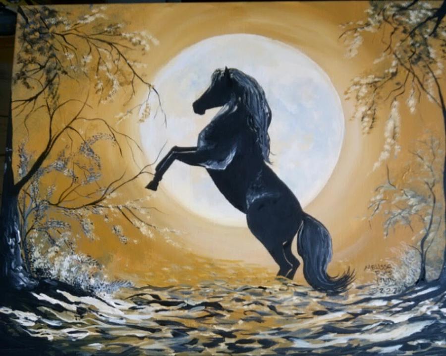 Golden moon Painting by Melissa Young