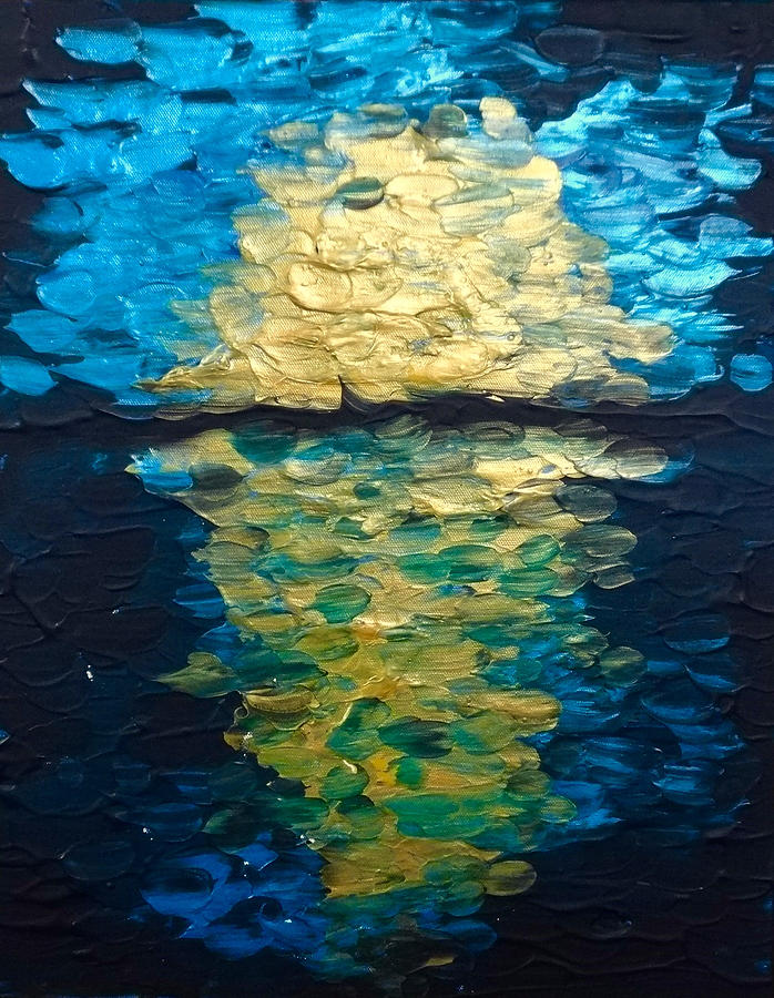 Golden Moon Reflection Painting by Michelle Pier