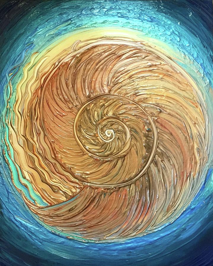 Golden Nautilus Painting by Michelle Pier