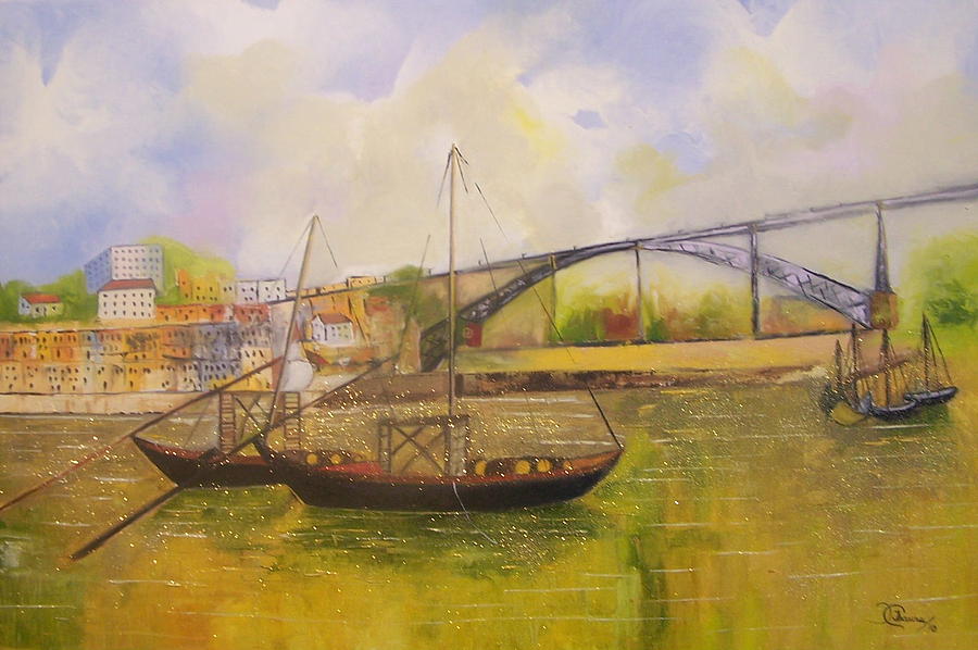 Bridge Painting - Golden Oporto by Isaura Campos