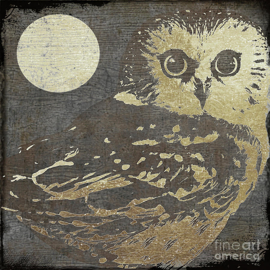 Golden Owl Painting by Mindy Sommers
