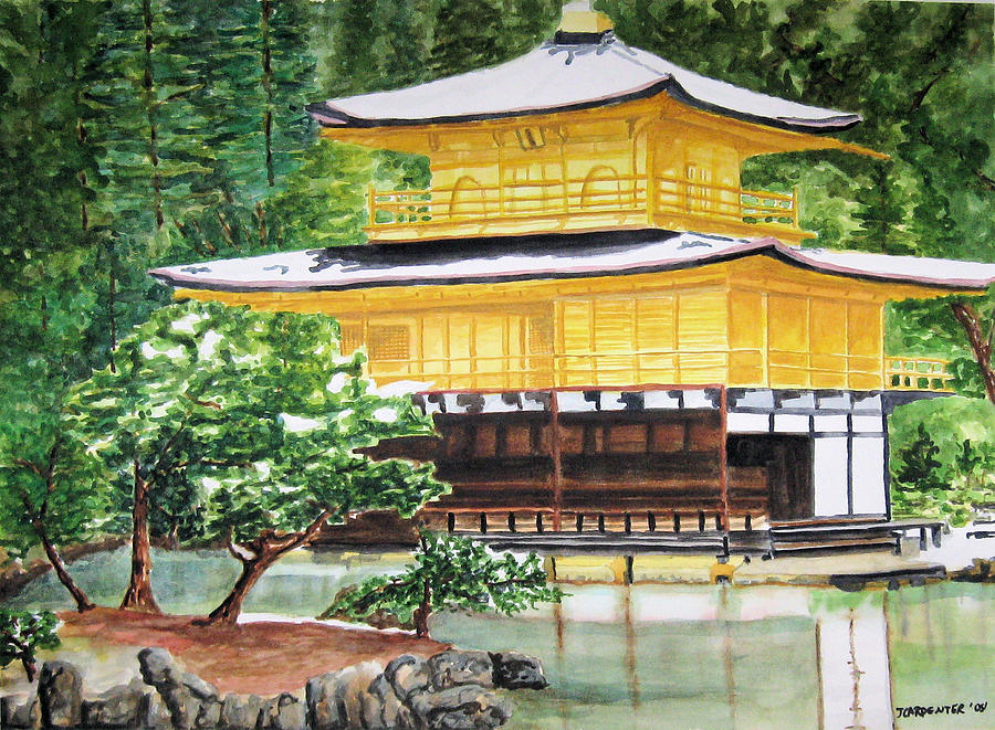 Golden Pavilion in Winter Painting by Gerald Carpenter