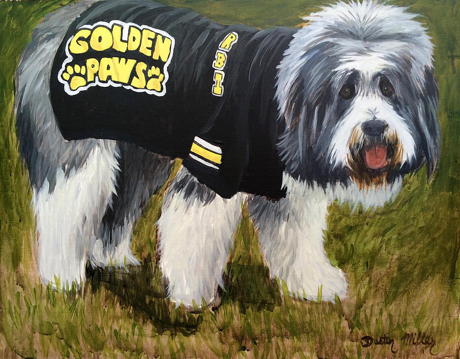 Golden Paws Painting by Dustin Miller