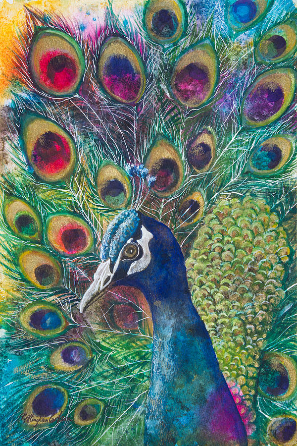 Peacock Mixed Media - Golden Peacock by Patricia Allingham Carlson