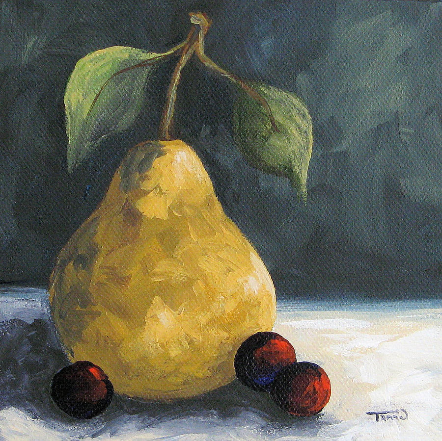 Golden Pear with Grapes Painting by Torrie Smiley
