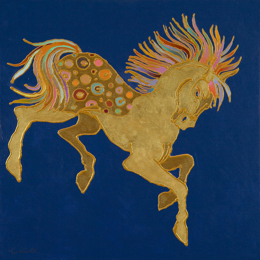 Imaginary Realism Painting - Golden Pegasus by Bob Coonts