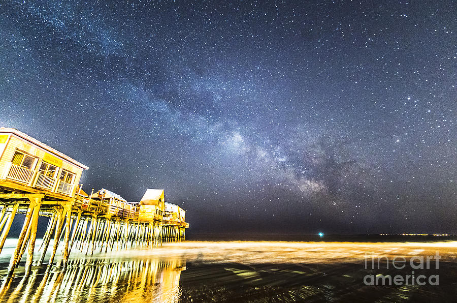 Pier Photograph - Golden Pier Under the Milky Way version 1.0 by Patrick Fennell