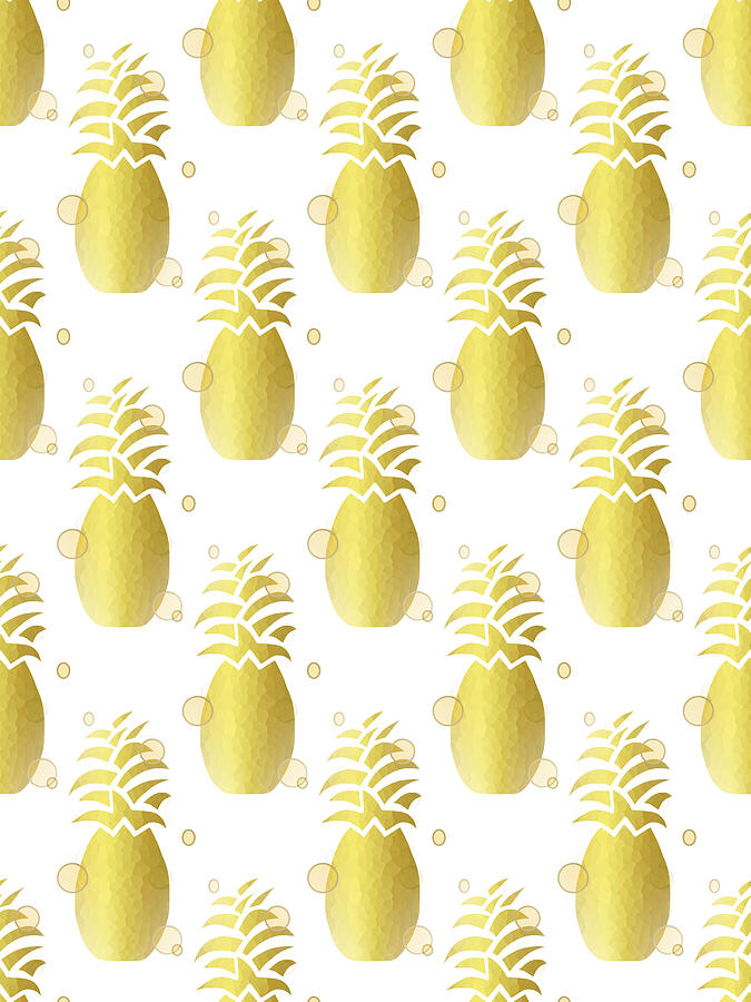 Golden Pineapple Pattern Digital Art by Kathleen Sartoris