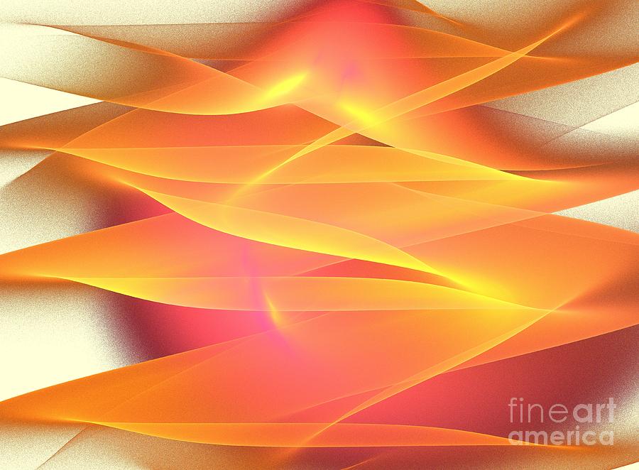Abstract Digital Art - Golden Pink Chiffon by Kim Sy Ok