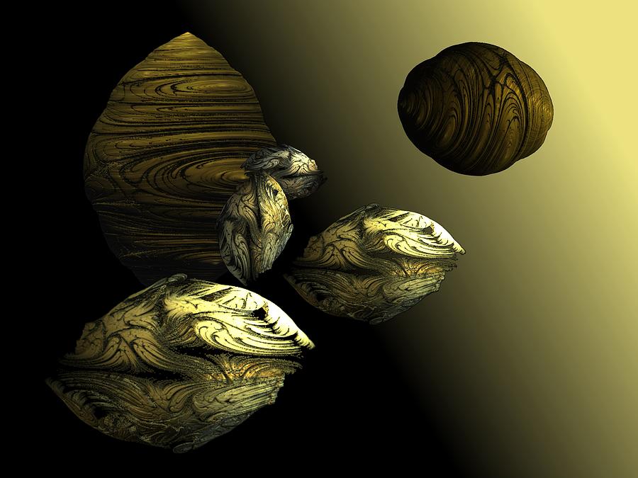 Space Digital Art - Golden Planet by Ricky Kendall