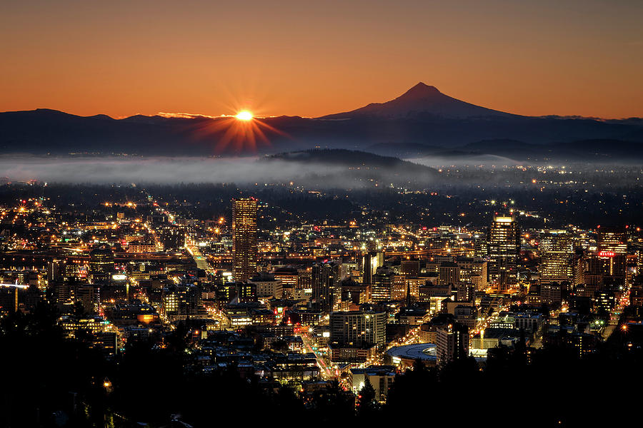 Golden Portland Morning Photograph by Wes and Dotty Weber