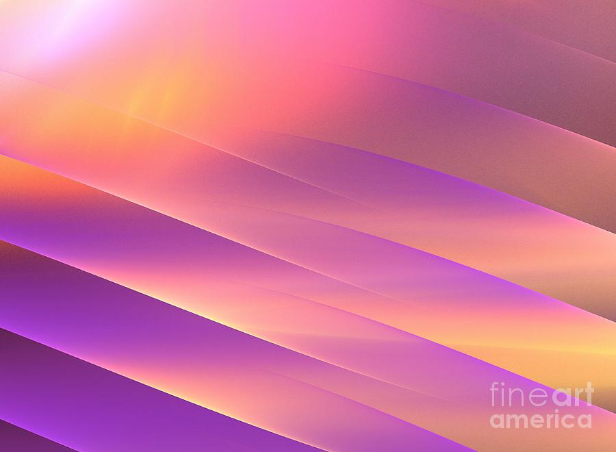 Abstract Digital Art - Golden Purple Rays by Kim Sy Ok
