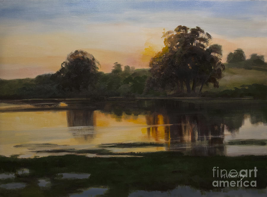 Sunset Painting - Golden Quiet by Karen Winters