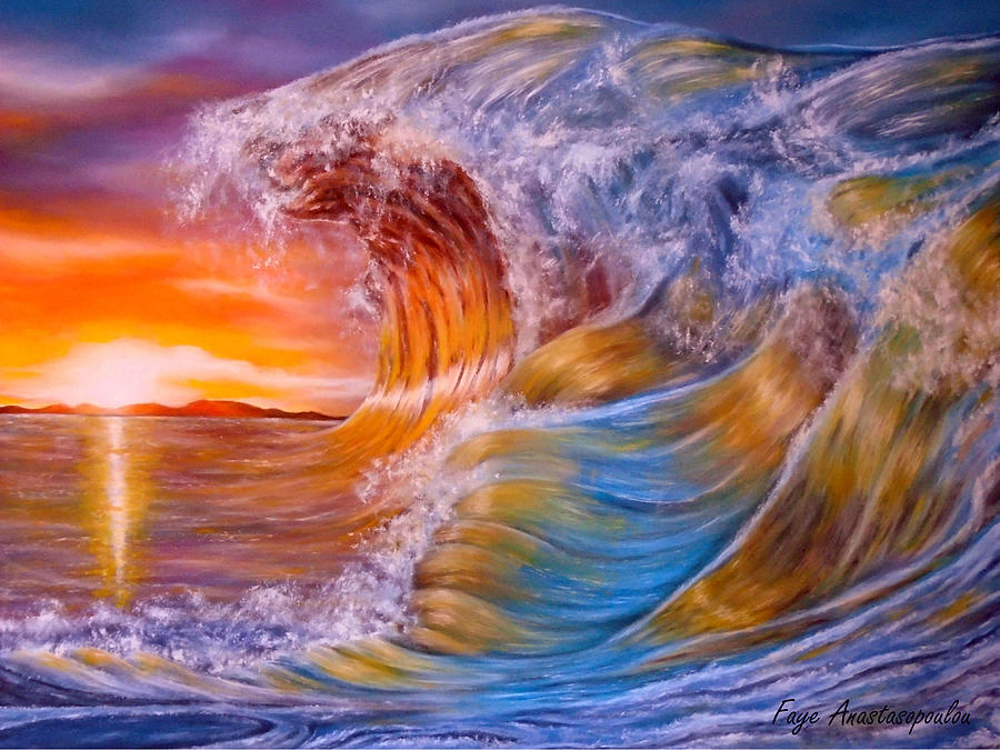 Sunset Painting - Golden Rage by Faye Anastasopoulou
