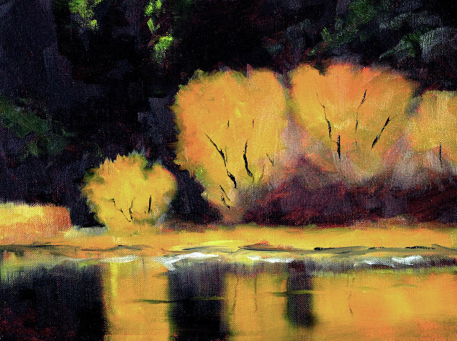 Golden Reflection Landscape Painting by Nancy Merkle