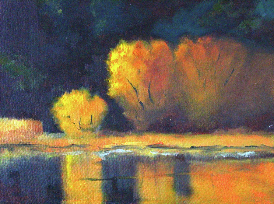 Golden Reflection Painting by Nancy Merkle