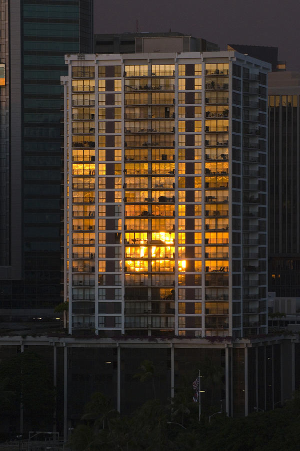 Golden Reflections of Honolulu Photograph by Richard Henne