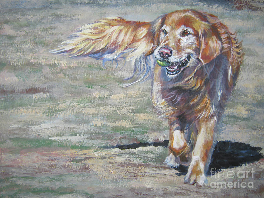 Golden Retriever Play Time Painting by Lee Ann Shepard