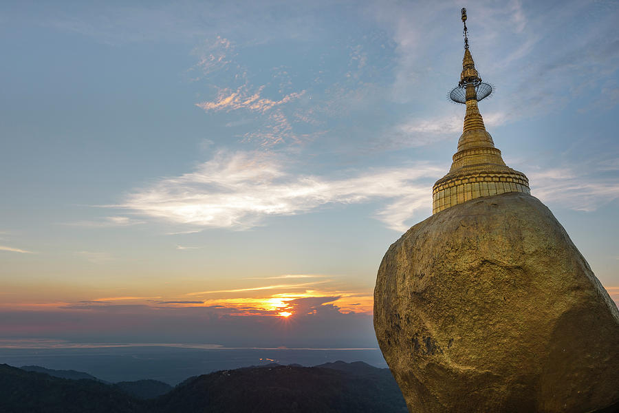 Buddha Photograph - Golden Rock - Myanmar by Joana Kruse