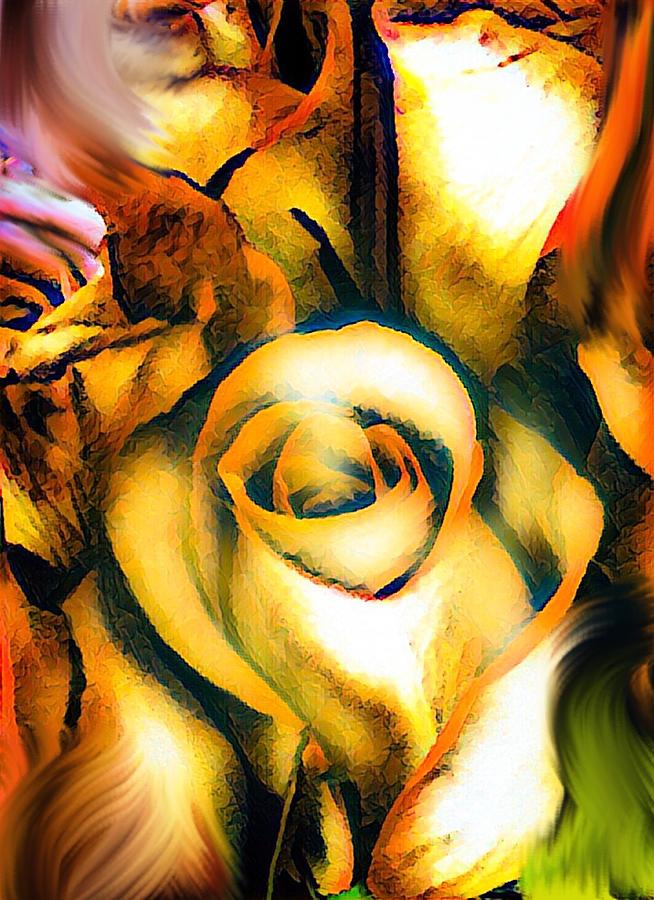 Golden Rose N Twilight Digital Art by Gayle Price Thomas