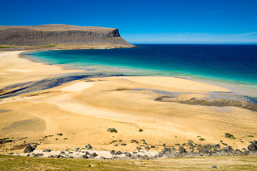 Golden sand beach in Iceland Westfjords Photograph by Matthias Hauser