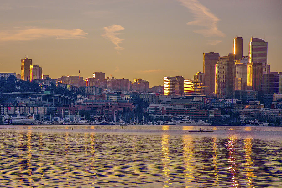 Golden Seattle Sunrise Photograph by Emerita Wheeling