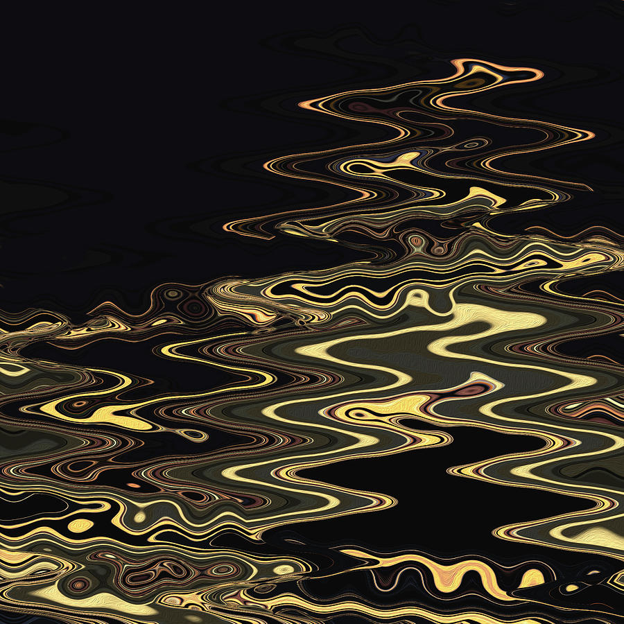 Golden Shimmers on a Dark Sea Digital Art by Gina Harrison