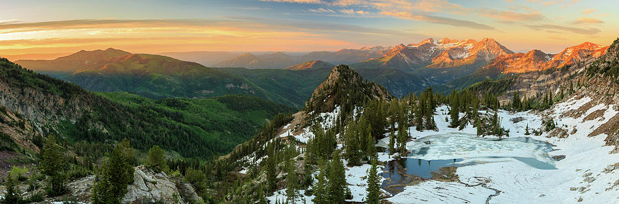 Mountain Photograph - Golden Silver Glance Lake Panorama. by Wasatch Light