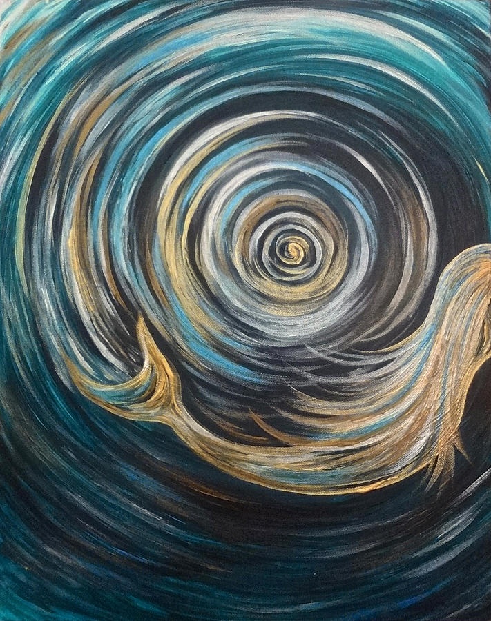 Golden Sirena Mermaid Spiral Painting by Michelle Pier