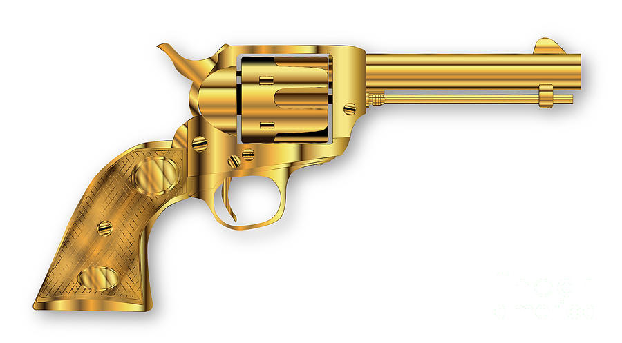 Golden Six Gun Digital Art by Bigalbaloo Stock - Pixels