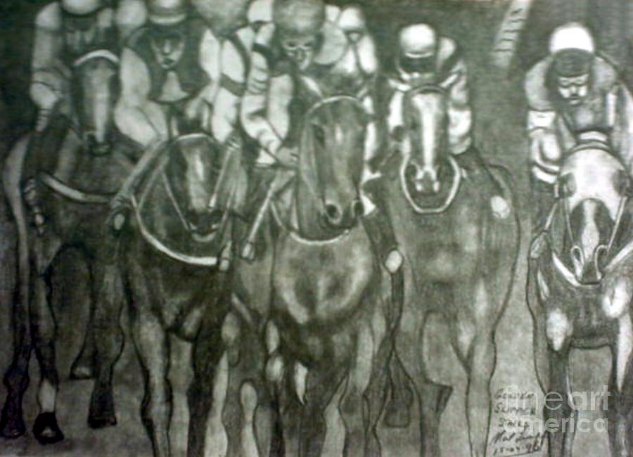 Horse Drawing - Golden Slipper Stakes by Neil Trapp