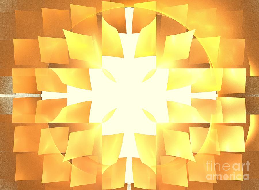 Abstract Digital Art - Golden Solar Petals by Kim Sy Ok