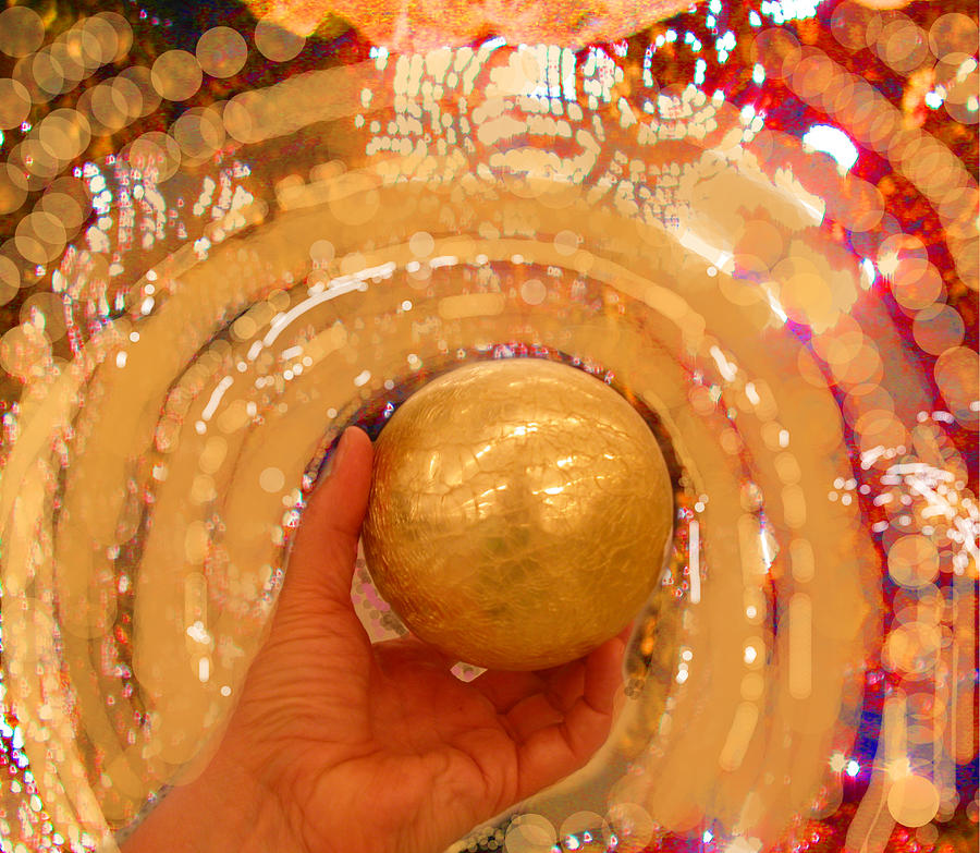 Golden Sphere Digital Art by Anne Cameron Cutri