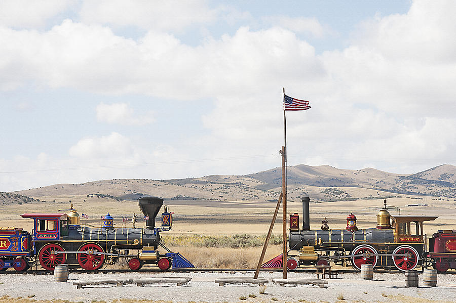 Train Photograph - Golden Spike - Joining of the Railroads by Steve Ohlsen