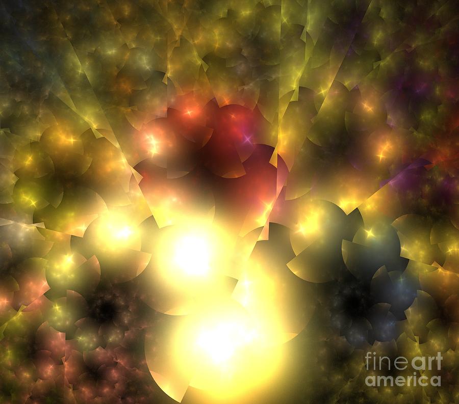 Abstract Digital Art - Golden Spiral Blooms by Kim Sy Ok