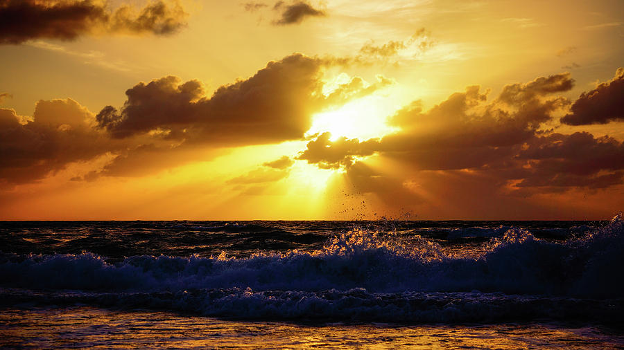 Golden Splash Sunrise Delray Beach Florida Photograph by Lawrence S Richardson Jr