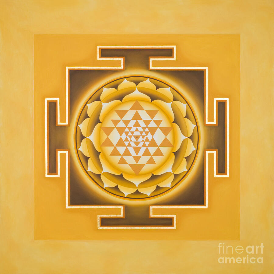 Shri Yantra Painting - Golden Sri Yantra by Piitaa Art