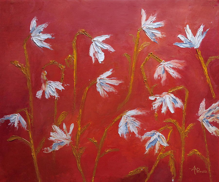 Lily Painting - Golden Stem Lilies by Angeles M Pomata
