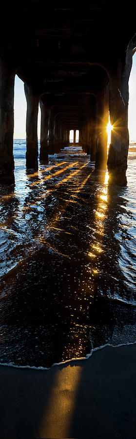 Pier Photograph - Golden Stripes by Sean Davey